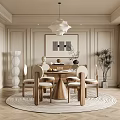 Elegant Restaurant Interior With Paneled Walls Wooden Dining Table Chairs Pendant Light And Round Rug