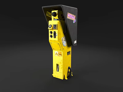 Yellow Commercial Equipment With Black Top Control Panel And Buttons For Parking Services 3d model