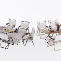 Outdoor Foldable Table Chair Set With Woven Design Chairs Tabletop Decor and Multiple Styles 3d model