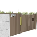 Residential Entrance Gate With 16#01 Number Plate Green Plants And Gray Wall Design