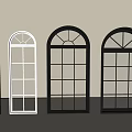 Different Styles Of Arched Top Windows With Black And White Frames And Pane Designs