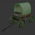 Vintage Old-fashioned Covered Wagon Featuring Canvas Cover Wooden Wheels And Frame