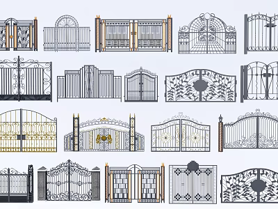 Various Decorative Metal Gate Designs With Wrought Iron Patterns And Styles 3d model