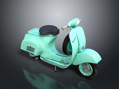 Vintage Light Turquoise Scooter With Black Seat And Classic Design 3d model