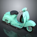 Vintage Light Turquoise Scooter With Black Seat And Classic Design
