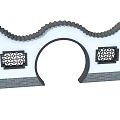 Traditional Chinese Style Archway With Decorative Windows Wavy Eaves And Brick Base