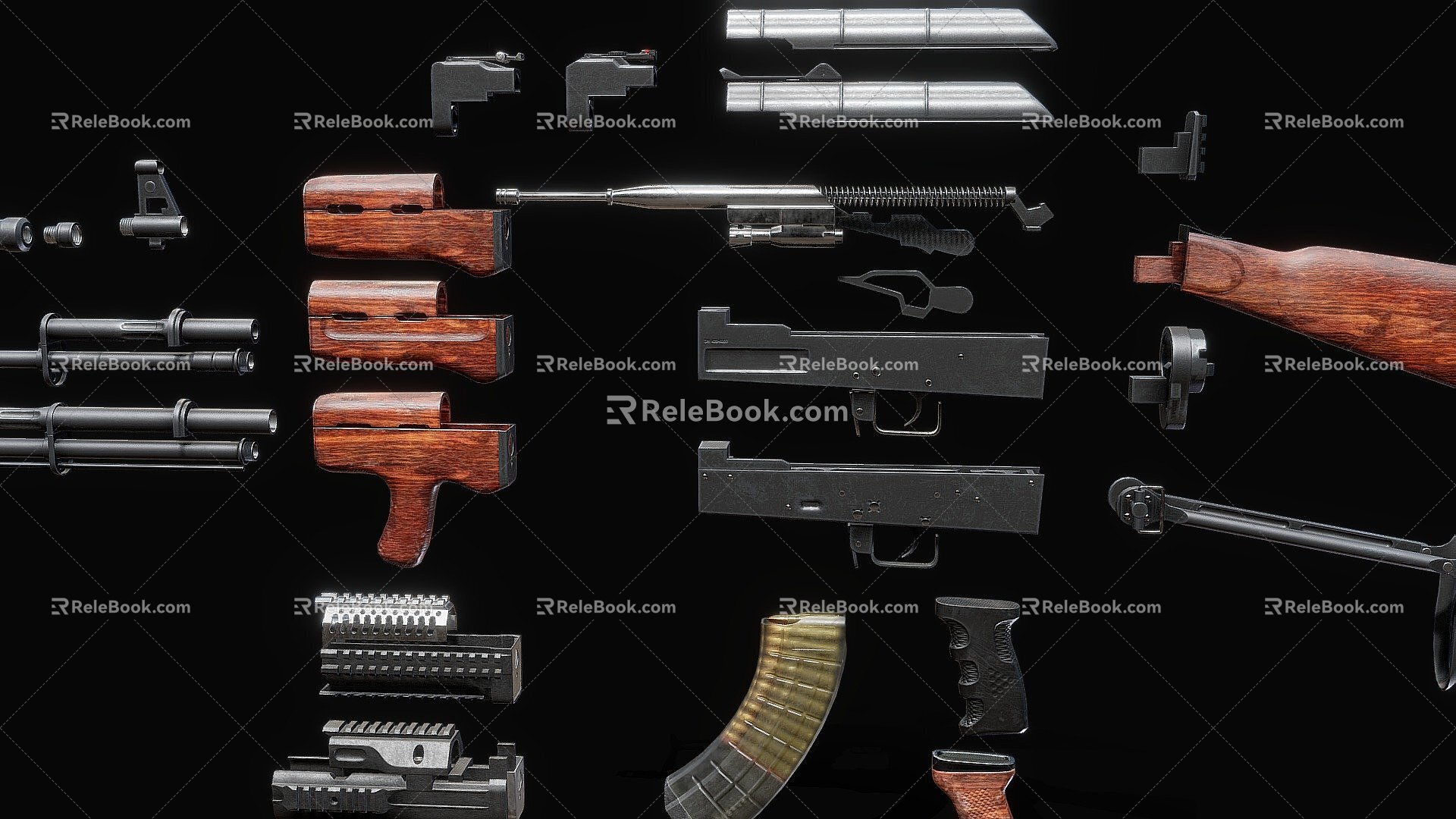 Disassembled Rifle 3d model