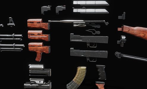 Disassembled Rifle 3d model