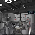 Modern Internet Cafe Interior With Comfortable Seating Gaming Computers Bar Counter And Sleek Lighting 3d model