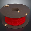Red Thread Spool For Household Use With Brown Base And Gold Accents 3d model