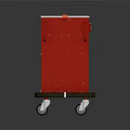 Red Medical Service Cart With Drawers Stainless Steel Frame And Wheels