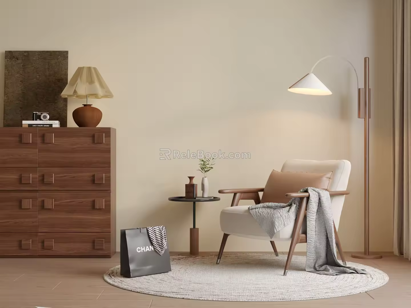 Middle ancient style leisure single chair 3d model
