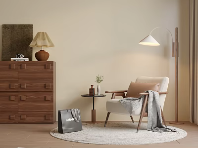 Middle ancient style leisure single chair 3d model