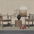 Casual table and chair combination 3d model