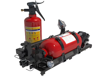 Red Fire Extinguisher With Mounting Bracket Pressure Gauge And Safety Equipment 3d model