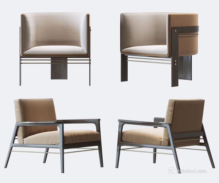 Modern Single Sofa With Upholstered Fabric Metal Frame Sleek Design 3d model