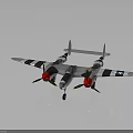 Vintage Military Aircraft Weapon with Twin Propellers Black and White Stripes and Star Insignia