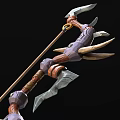 Ancient Decorative Bow Weapon With Metal Spikes Intricate Carvings And Leather Details