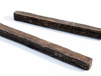 Natural Stone and Wood Beams with Rustic Texture and Solid Structure 3d model