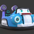 Colorful Kids Bumper Car With Blue Purple Body Steering Wheel And Neon Lights