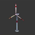 Heavy Duty Industrial Wind Turbine With Three Red White Striped Blades And White Tower Structure