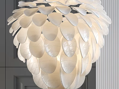 Modern Crystal Pendant Light With White Leaf Shaped Design For Interior Decor 3d model