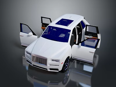 White Luxury Car With Open Doors Sunroof And Elegant Exterior Design 3d model