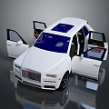 White Luxury Car With Open Doors Sunroof And Elegant Exterior Design