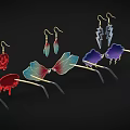 Unique Shaped Earrings With Lightning Petal And Dripping Designs In Colorful Rainbow Red