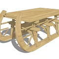 Outdoor Wooden Playground Equipment With Curved Frame Platform And Seats