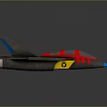 Colorful Fighter Jet Model With Sharp Nose Blue Red Yellow Accents