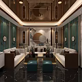 Luxurious KTV Interior With Large Screen Comfortable Sofas Modern Lighting And Decor 3d model