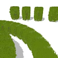 Well Trimmed Green Hedges With Four Columnar Structures And Spiral Maze For Garden Landscaping