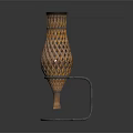 Green Plant In Modern Brown Hollow Out Vase With Metal Stand On Dark Background