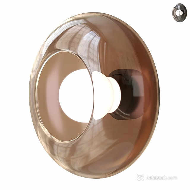 Modern Round Copper Glass Wall Lamp Illuminated Elegant Home Interior Decor Design 3d model 