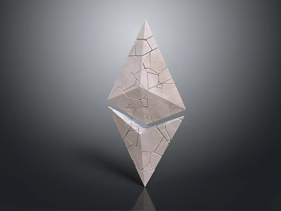 Geometric Diamond Shaped Cosmic Structure With Cracked Surface And Reflective Base For Space Exploration 3d model
