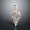 Geometric Diamond Shaped Cosmic Structure With Cracked Surface And Reflective Base For Space Exploration 3d model