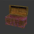 Vintage Wooden Chest Open With Metal Hardware And Natural Wood Grain