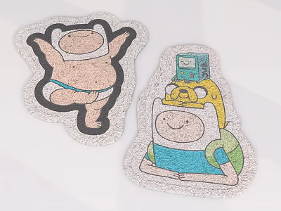 Playful Cartoon Character Stickers of Finn and Jake with Open Arms and Seated Posture 3d model