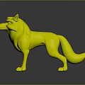 3D Wolf Character With Brown Fur Blue Eyes And Pointed Ears