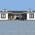 Traditional Chinese Detached Villa With Black Roof White Walls And Stone Pavement