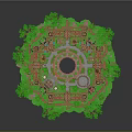 Cartoon Style Floating Island Castle with Spiral Towers Green Trees and Grass