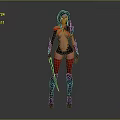 Game Movie Warrior Character With Black Long Hair Red And Black Armor Holding Sword