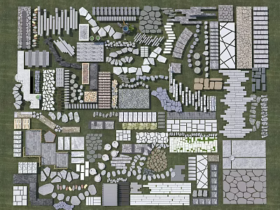 Diverse Stepping Stones Designs With Natural Stone And Concrete Patterns For Garden Landscape Layouts 3d model