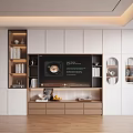 Modern TV Stand Design With White Panels Wooden Drawers And Open Shelves