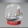 Christmas Snow Globe Home Decor With Snow Scene Trees Houses And Merry Christmas Base