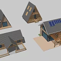 Modern Wooden Guesthouse Buildings With Various Roof Designs Solar Panels And Balconies