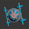 Fairy Tale Carriage With Pink And Blue Domed Top Decorative Crown And Spoked Wheels