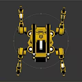 Yellow Multi Legged Mechanical Robot With Spider Like Structure Mechanical Arm And Camera Sensor 3d model
