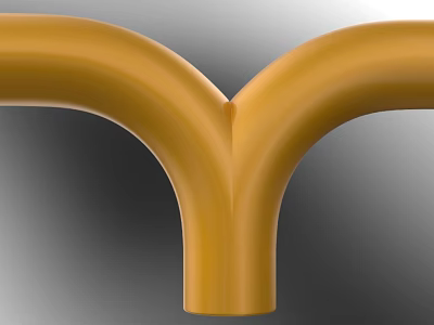 Yellow Y Shaped Pipe Structure With Smooth Curved Design And Gray Background 3d model